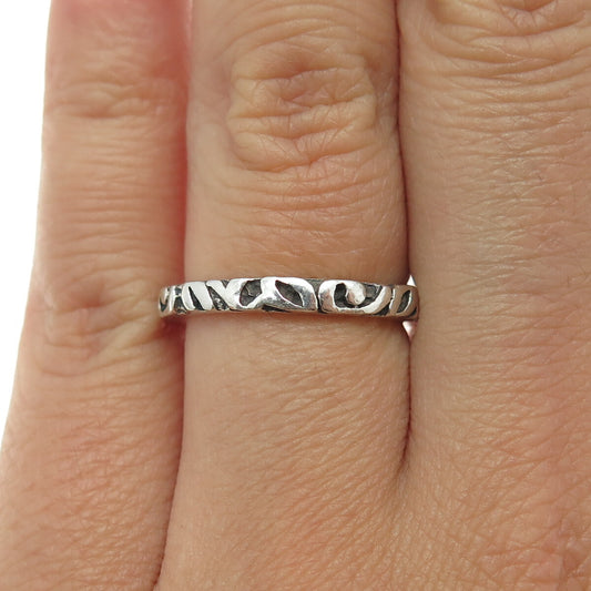 SILPADA 925 Sterling Silver Vintage Floral Oxidized Band Ring Size 6