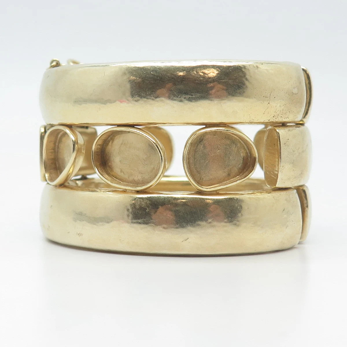 Gold-Tone Vintage Steven Vaubel Modernist Wide Bangle Bracelet 6.75"