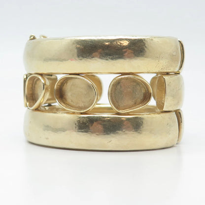 Gold-Tone Vintage Steven Vaubel Modernist Wide Bangle Bracelet 6.75"