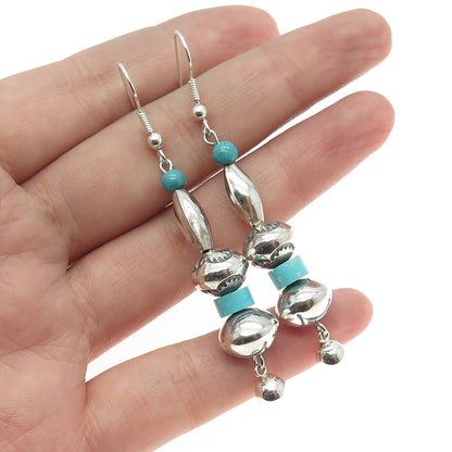 Old Pawn 925 Sterling Silver Southwestern Bisbee Turquoise Navajo Pearl Earrings