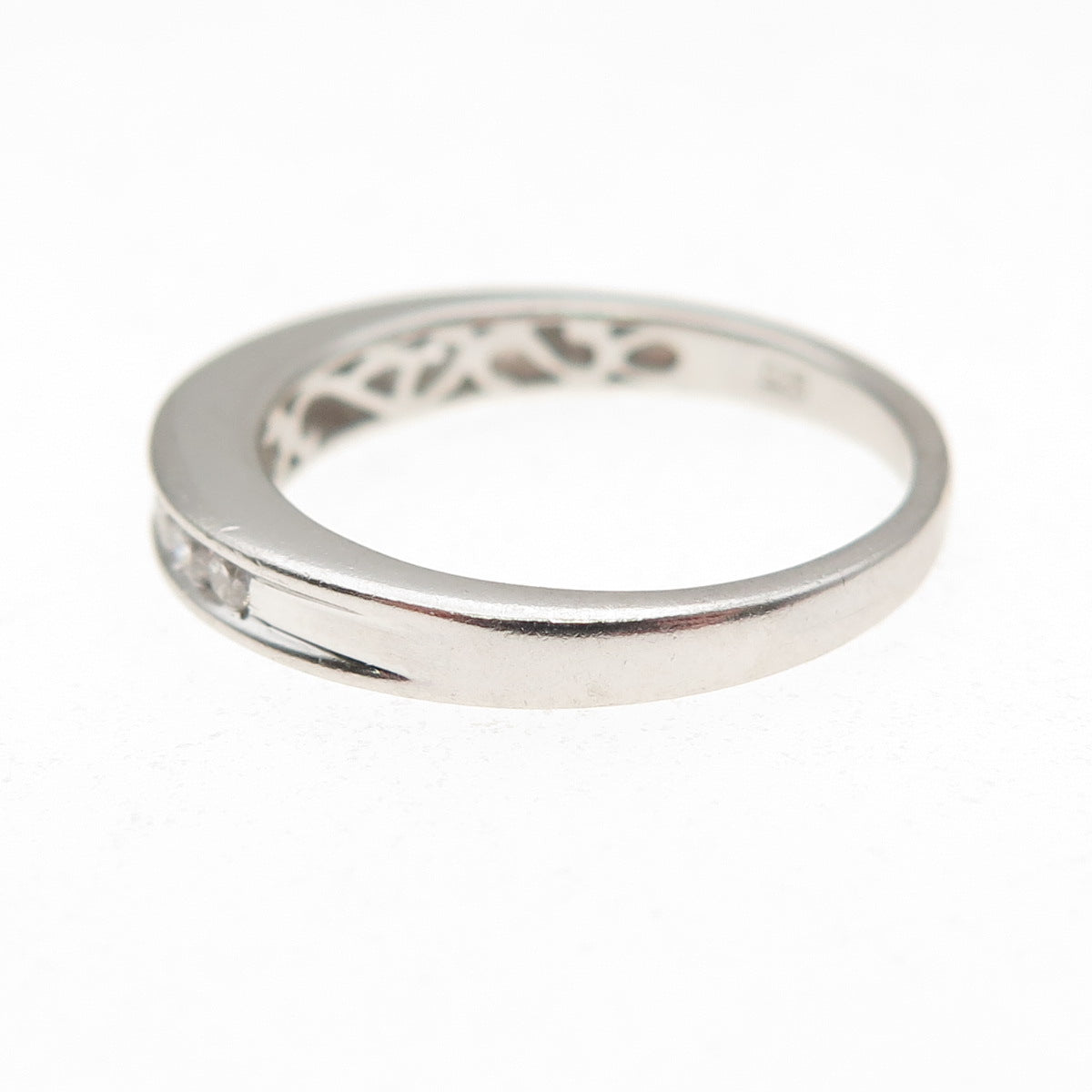 925 Sterling Silver Round-Cut C Z Half Eternity Band Ring Size 7.25