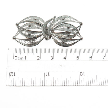 STANCO 925 Sterling Silver Vintage Floral Filigree Pin Brooch
