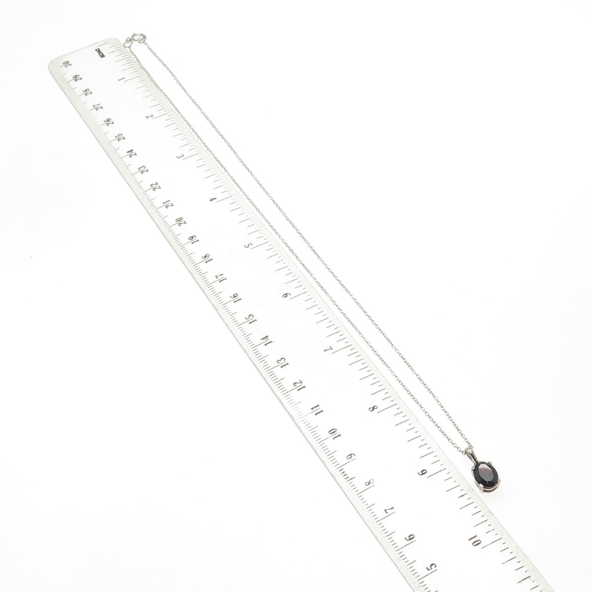 925 Sterling Silver Real Oval-Cut Red Garnet Cable Chain Necklace 18"