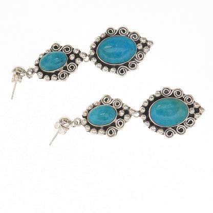 MWS Mark Wasserman Samara Sterling Silver Vintage Real Turquoise Swirl Earrings