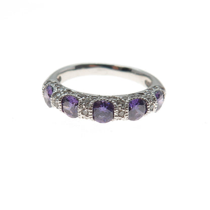 JOSEPH ESPOSITO 925 Sterling Silver Purple & White C Z Ring Size 7.25