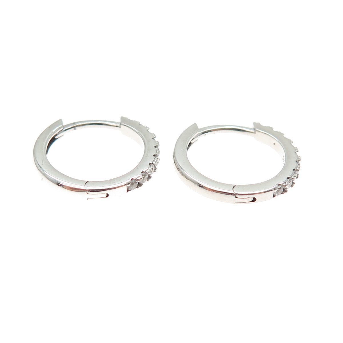 HAN 925 Sterling Silver Round-Cut C Z Hoop Earrings