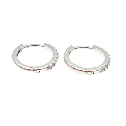 HAN 925 Sterling Silver Round-Cut C Z Hoop Earrings