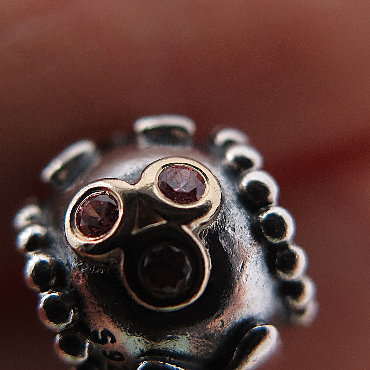 PANDORA 925 Sterling Silver & Gold Swarovski Crystal Mom Slide Bead Charm