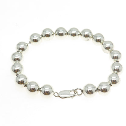 925 Sterling Silver Vintage Ball Beaded Link Bracelet 7"