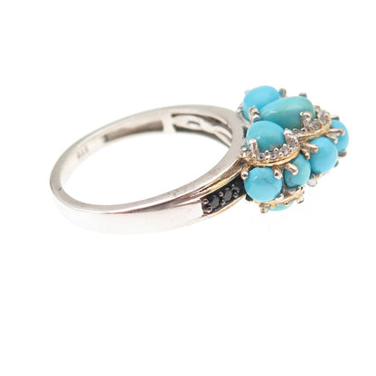 Chuck Clemency 925 Sterling Silver Real Turquoise Spinel White Topaz Ring Size 8