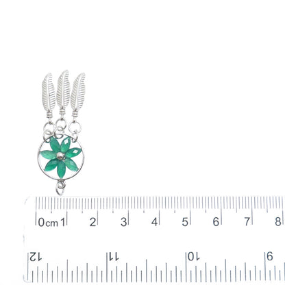 925 Sterling Silver Real Green Chalcedony Dreamcatcher Charm Pendant