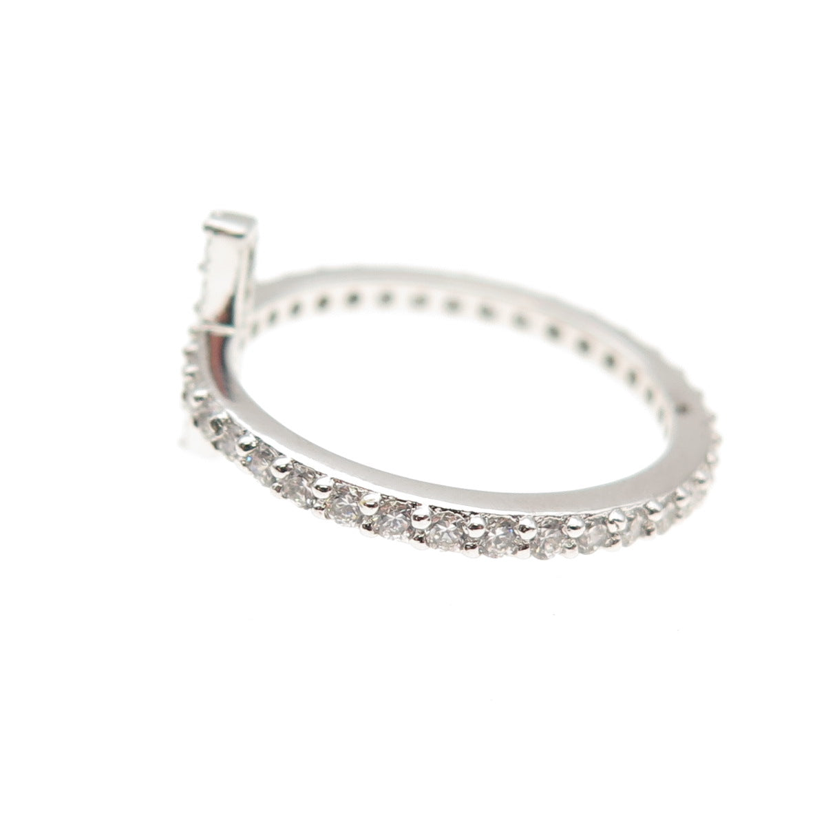 925 Sterling Silver Round-Cut C Z Cross Ring Size 6.25