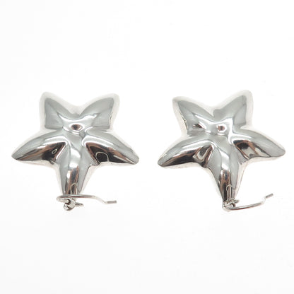 925 Sterling Silver Vintage Mexico Modernist Puffy Star Dangle Earrings
