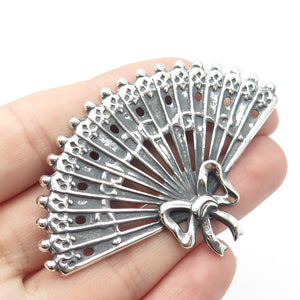 925 Sterling Silver Vintage Lang Fan Pin Brooch