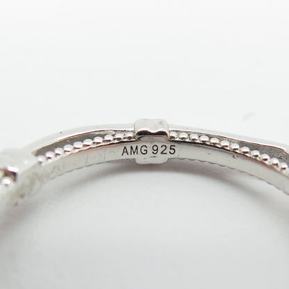 925 Sterling Silver Radiant & Round-Cut Shaped C Z Ring Size 7.25