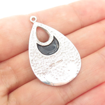 CFJ Collins Fine 925 Sterling Silver Vintage Enamel Modernist Teardrop Pendant