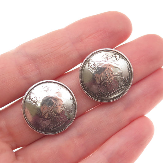 925 Sterling Antique 1921-1926 UK 6 Pence - George V 500 Silver Coin Earrings