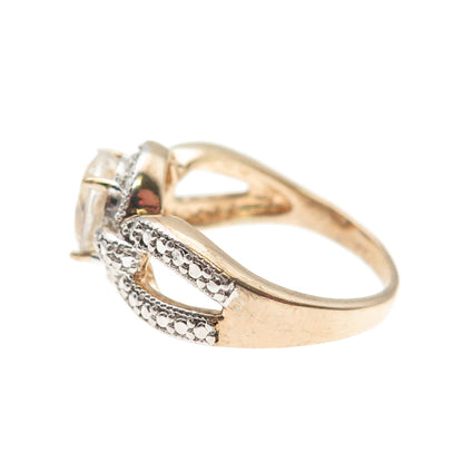 DBJ Dee Berkle 925 Sterling Silver Gold Plated Real White Topaz Ring Size 9