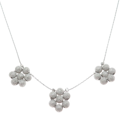 925 Sterling Silver Vintage Ball Beaded Flower Round Box Chain Necklace 18"