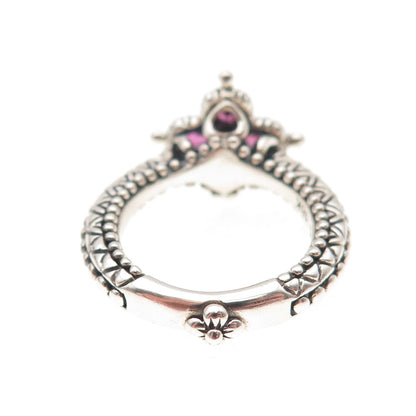 Barbara Bixby 925 Sterling 18K Gold Real Amethyst & White Topaz Ring Size 5.25