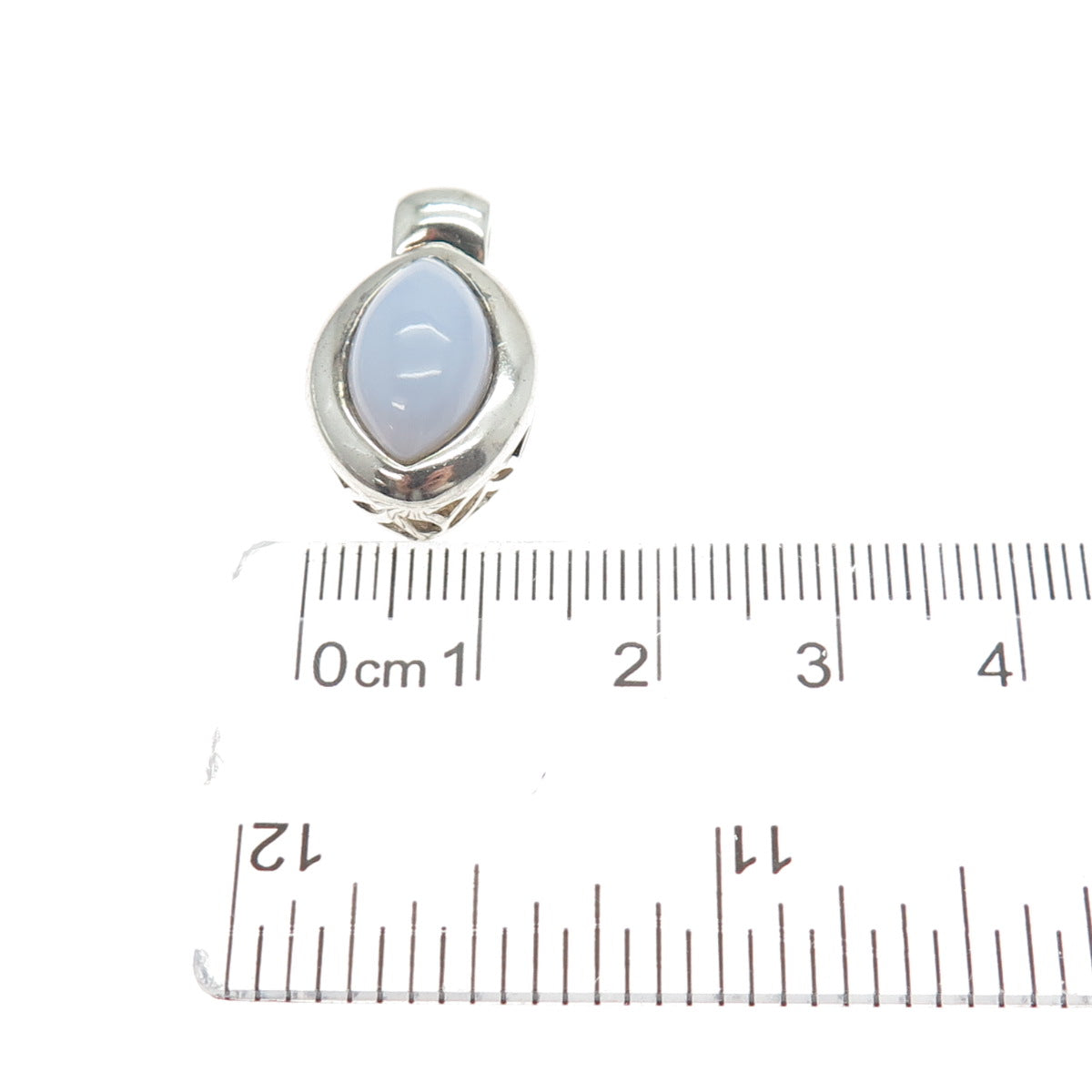MICHELLE ALBALA Sterling Silver Vintage Real Lace Agate Modernist Mini Pendant