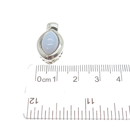 MICHELLE ALBALA Sterling Silver Vintage Real Lace Agate Modernist Mini Pendant