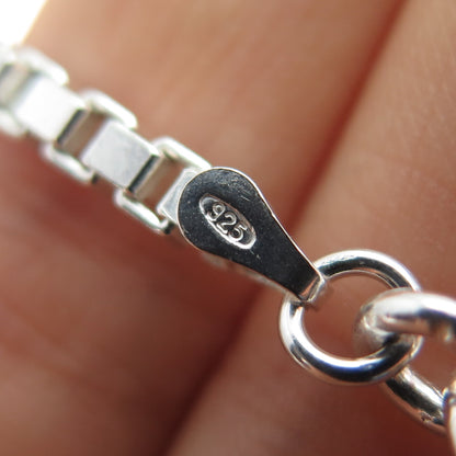 925 Sterling Silver Vintage Italy Box Link Bracelet 7"