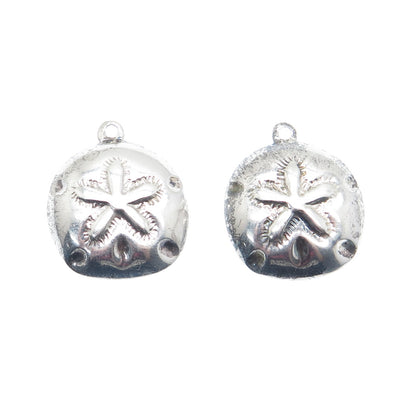 SX SALLY C 925 Sterling Silver Vintage Sand Dollar Oxidized Jacket Earrings