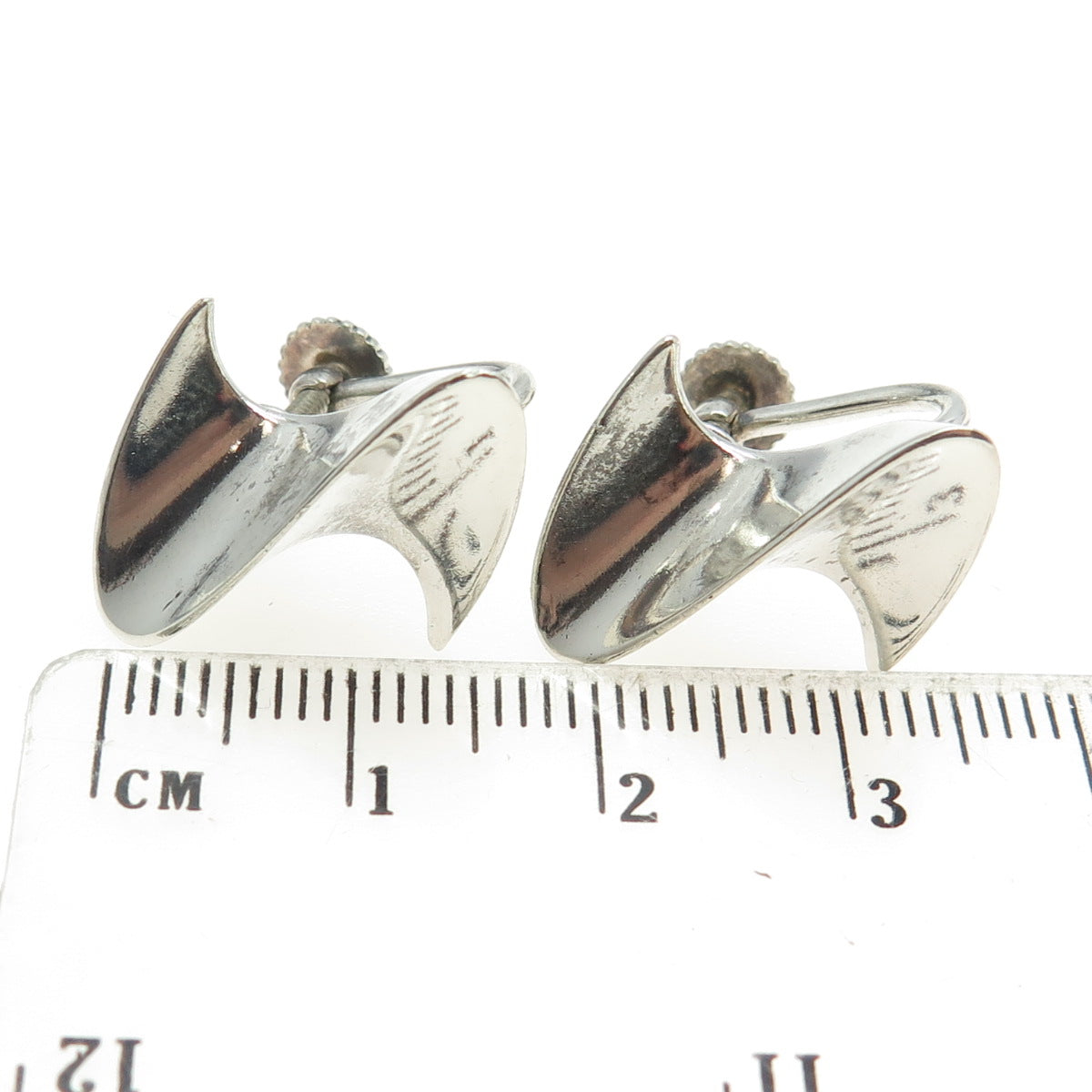 RONALD HAYES PEARSON 925 Sterling Silver Vintage Modernist Screw Back Earrings