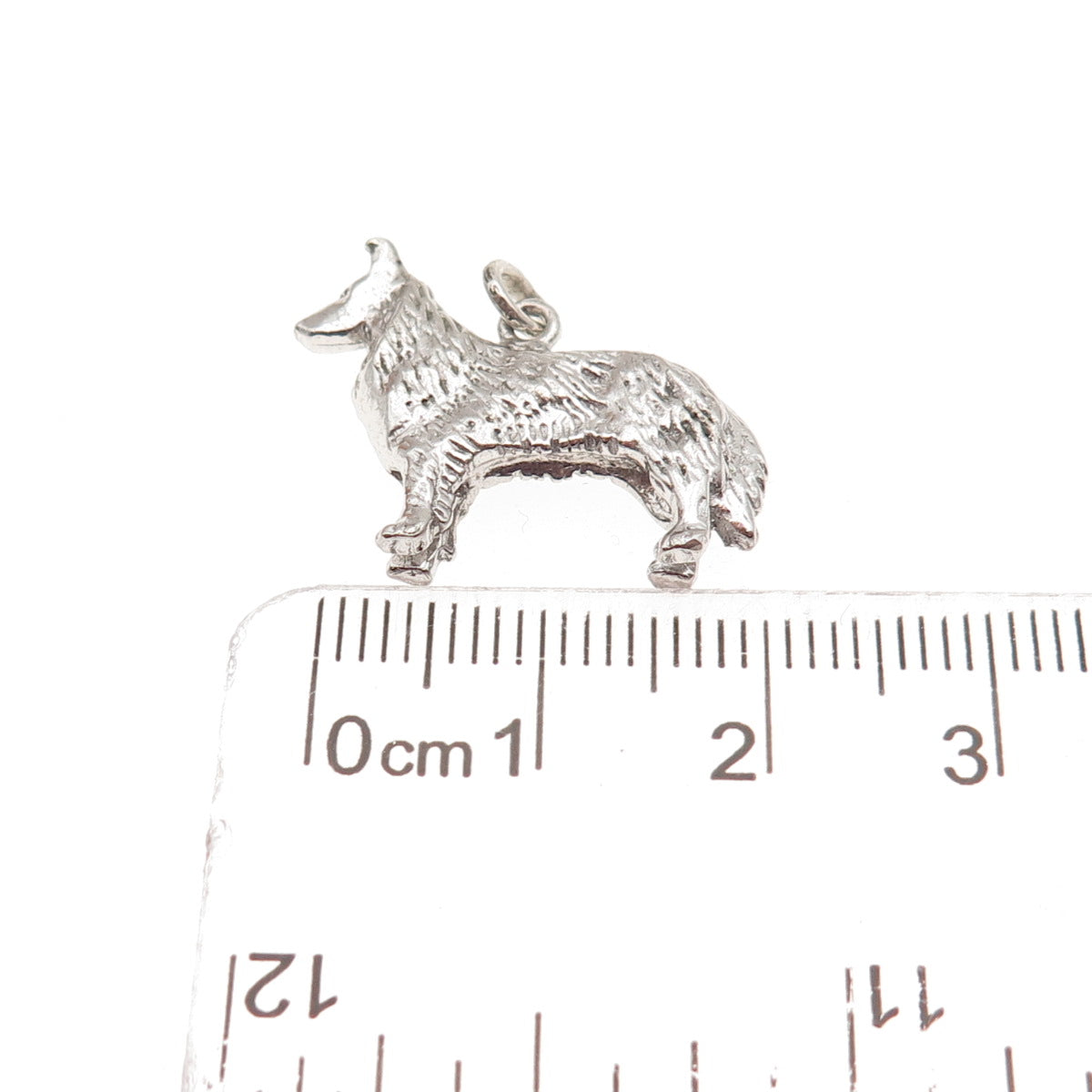 Wells 925 Sterling Silver Vintage Collie Dog 3D Mini Charm Pendant
