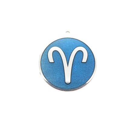 TOKEMOTI 925 Sterling Silver Blue Enamel Aries Zodiac Minimalist Charm Pendant