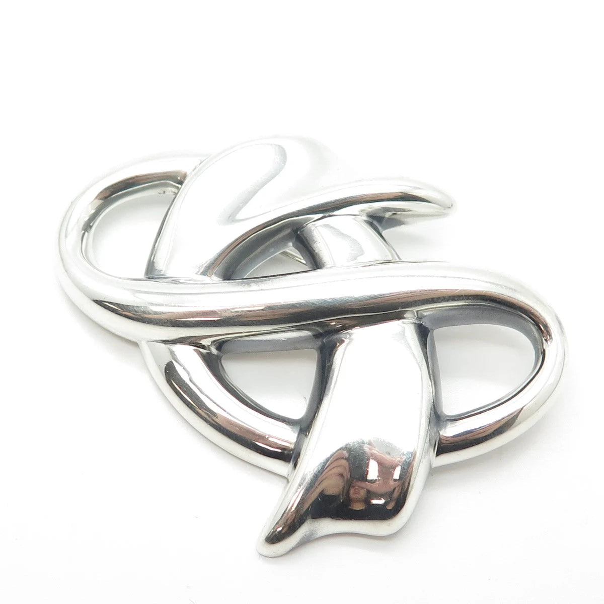 925 Sterling Silver Vintage Ribbon Bow Knot Pin Brooch