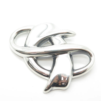 925 Sterling Silver Vintage Ribbon Bow Knot Pin Brooch