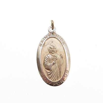 Chapel 925 Sterling Silver 2-Tone Vintage St. Jude Religious Charm Pendant