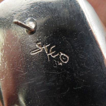 STEO 925 Sterling Silver Vintage 1984 Real Black Onyx Modernist Earrings