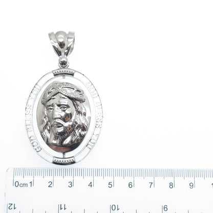 925 Sterling Silver St. Mary & Jesus God Bless You Double Sided Pendant