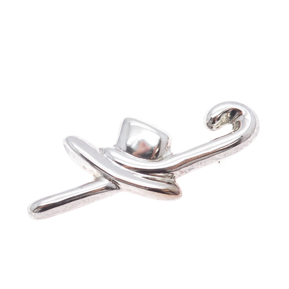 925 Sterling Silver Vintage Mexico Hat & Cane Gentlemen Club  Pin Brooch