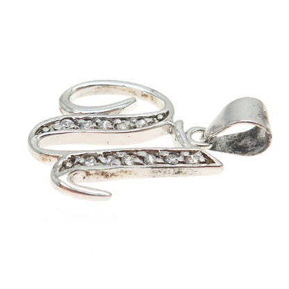 925 Sterling Silver Round-Cut C Z Letter "U" Initial Pendant