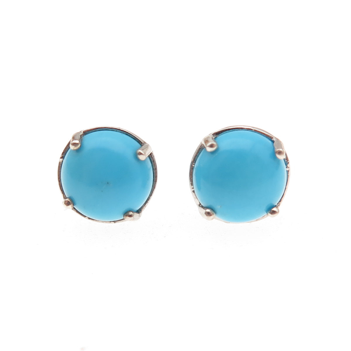 Chuck Clemency 925 Sterling Silver Real Sleeping Beauty Turquoise Stud Earrings