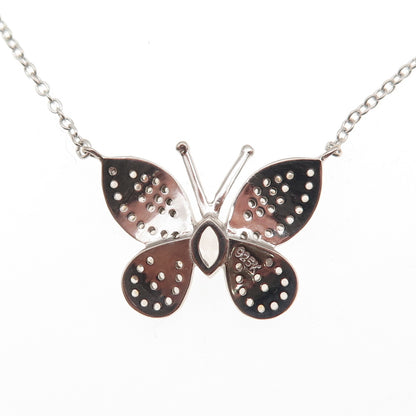 925 Sterling Round & Marquise-Cut C Z Butterfly Cable Chain Necklace 16-18"