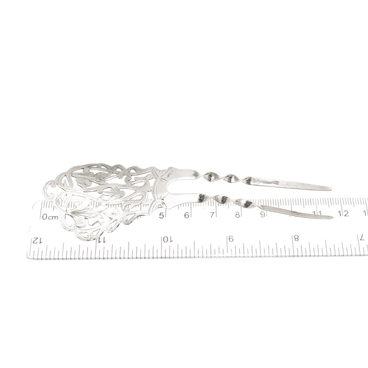 925 Sterling Silver Antique Art Deco Floral Hair Double Pin