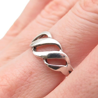 925 Sterling Silver Vintage Modernist Ribbed Oxidized Ring Size 6.75