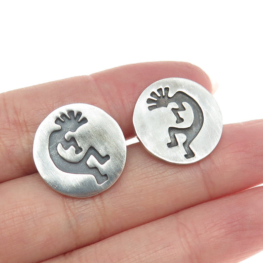 FELIX JOE NAVAJO 925 Sterling Silver Vintage Southwestern Kokopelli Earrings