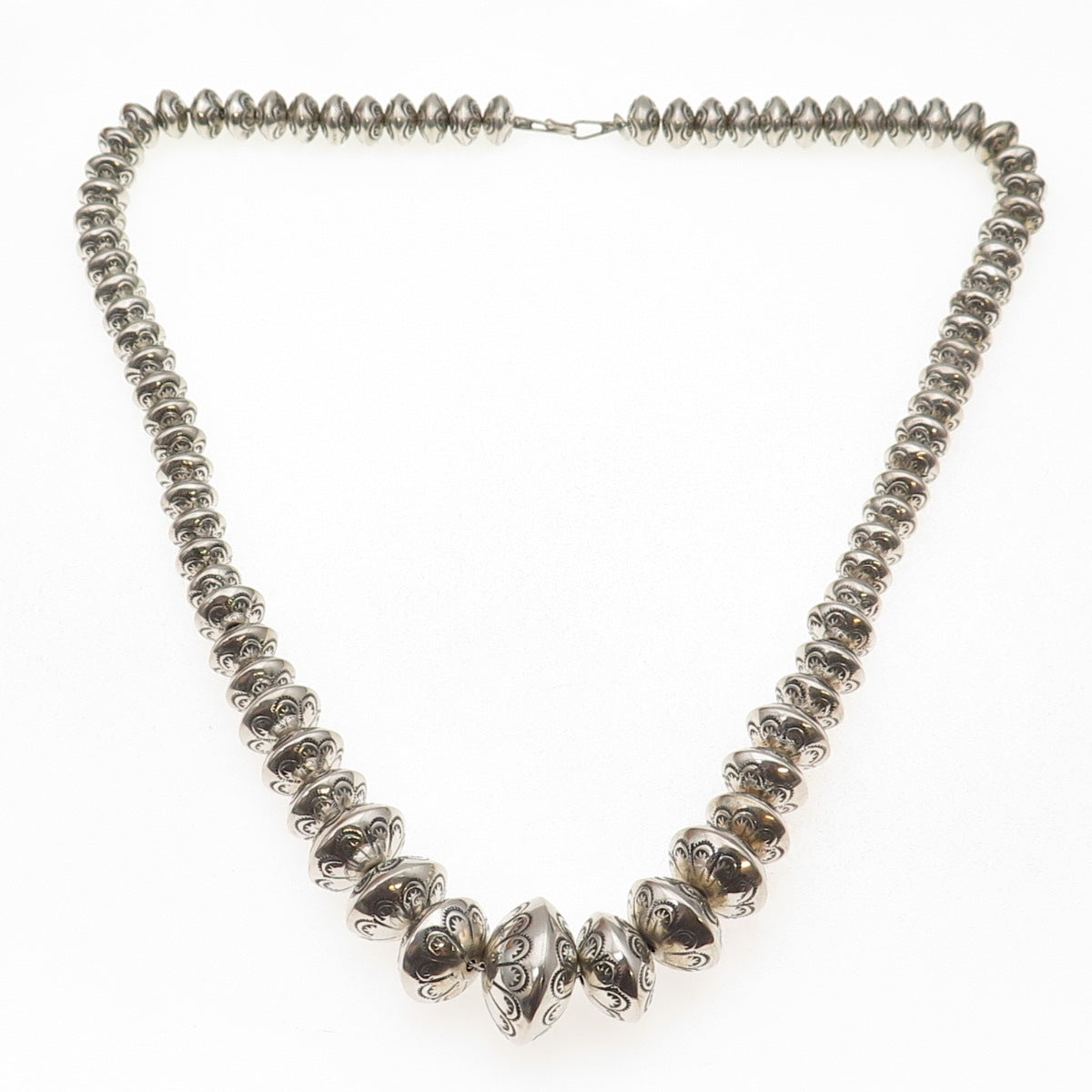 Old Pawn 925 Sterling Silver Vintage Graduated Navajo Pearls Chain Necklace 28"