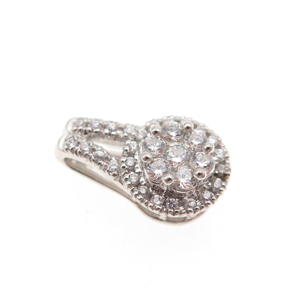 925 Sterling Silver Round-Cut C Z Mini Slide Charm Pendant