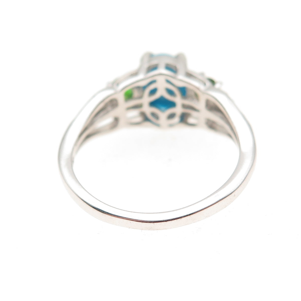 Chuck Clemency 925 Sterling Silver Real Turquoise Peridot & Topaz Ring Size 7
