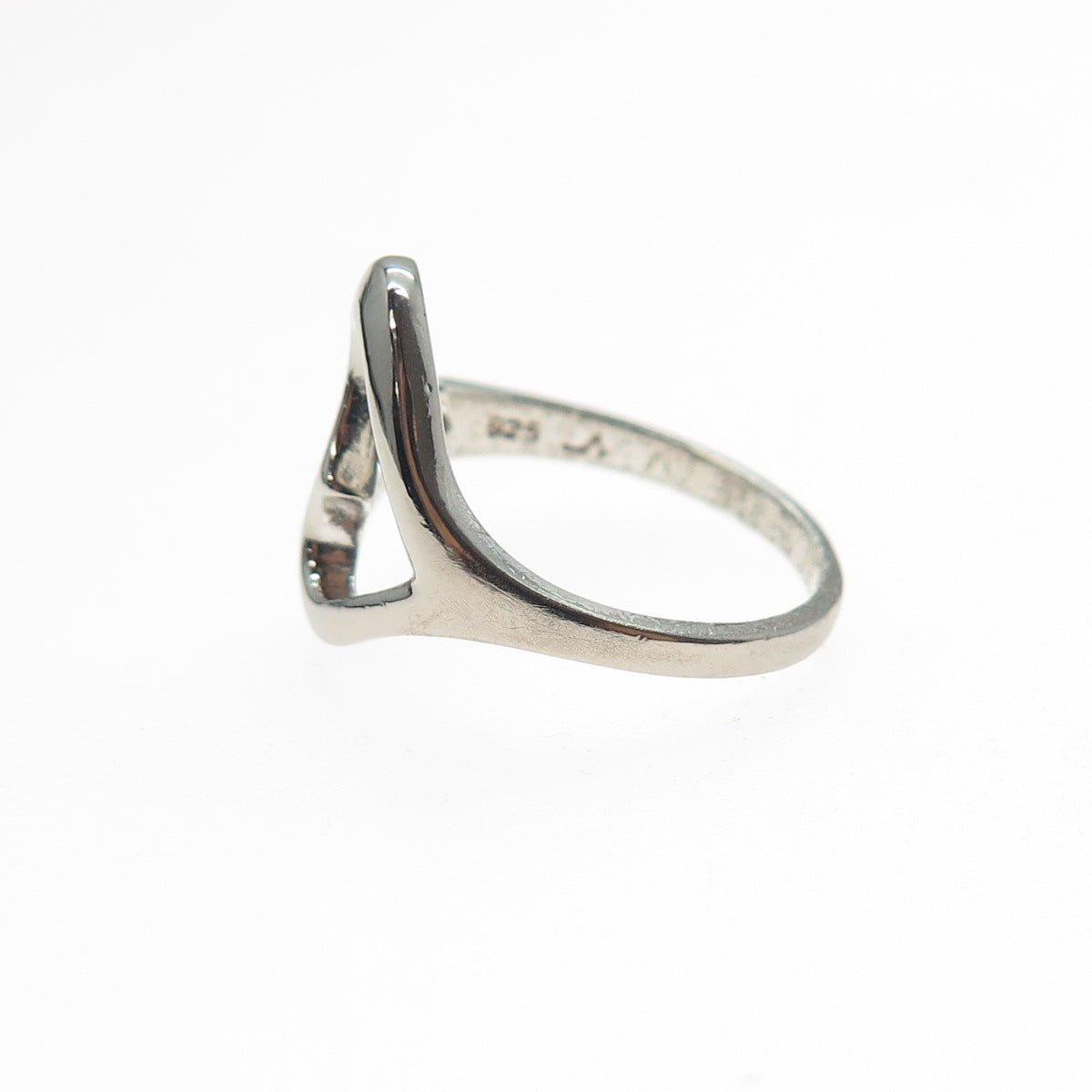 925 Sterling Silver Vintage Modernist Heart Oxidized Ring Size 7