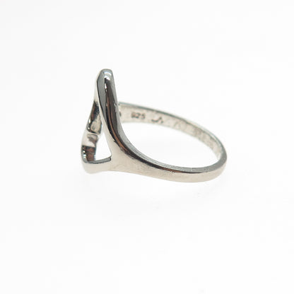 925 Sterling Silver Vintage Modernist Heart Oxidized Ring Size 7