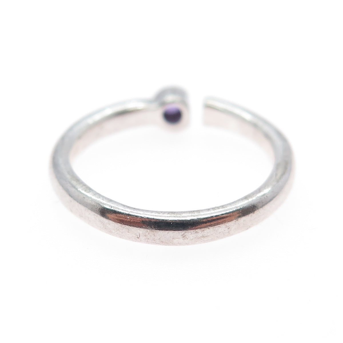925 Sterling Silver Vintage Real Amethyst Adjustable Ring Size 6.25