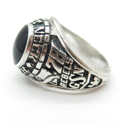 DRILLING Sterling Silver Vintage 1978 Black Onyx Great Neck South Ring Size 6